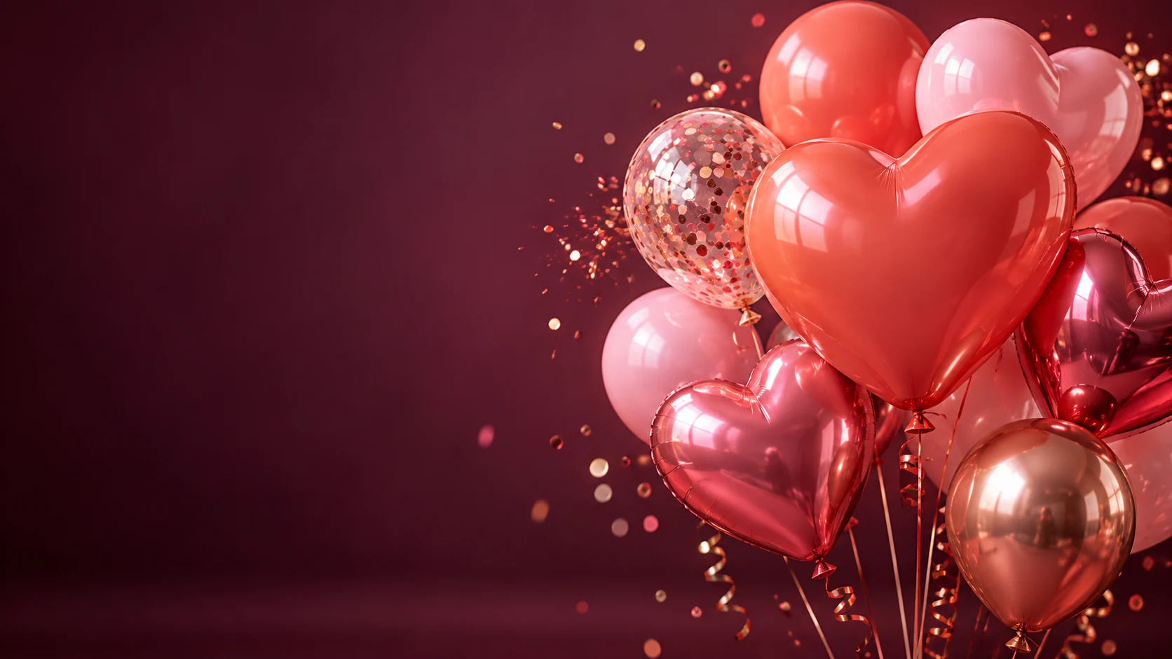 Rose balloons in a deep plum studio